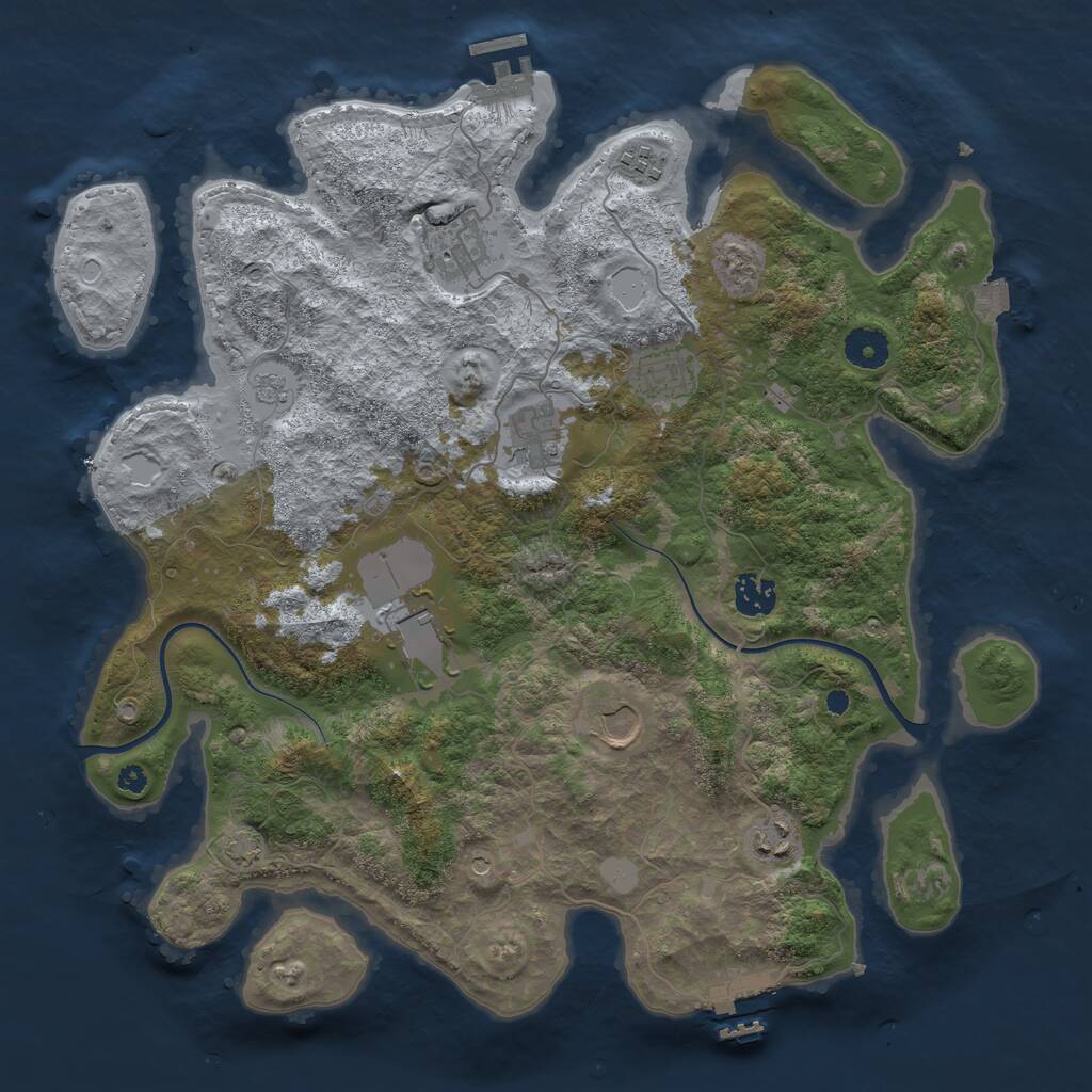 Rust Map: Procedural Map, Size: 3800, Seed: 936403414, 14 Monuments