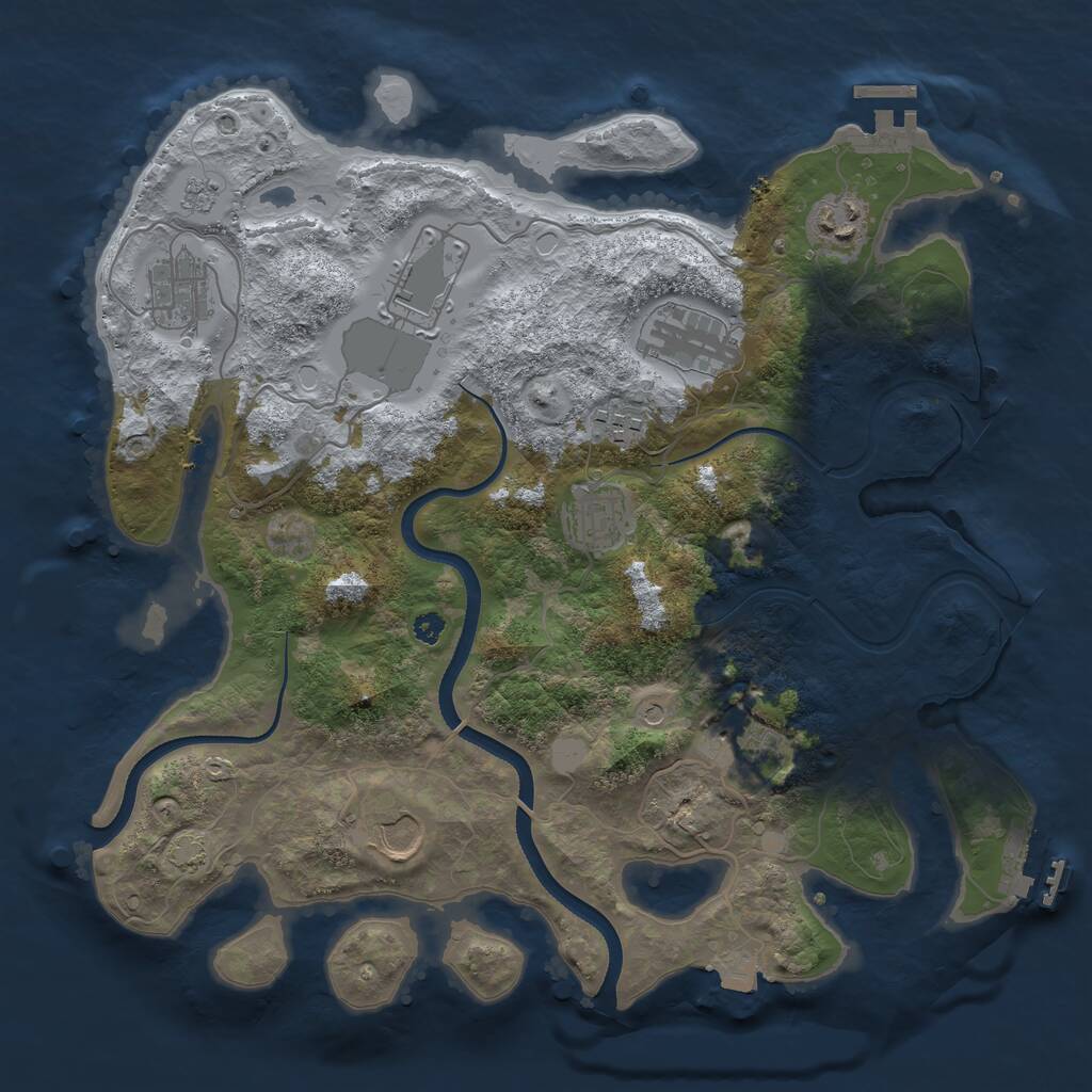 Rust Map: Procedural Map, Size: 3500, Seed: 11091109, 14 Monuments