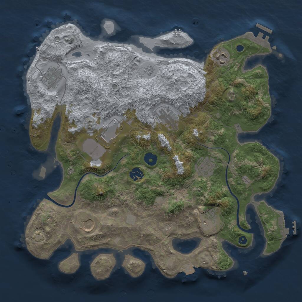 Rust Map: Procedural Map, Size: 3500, Seed: 11091109, 14 Monuments