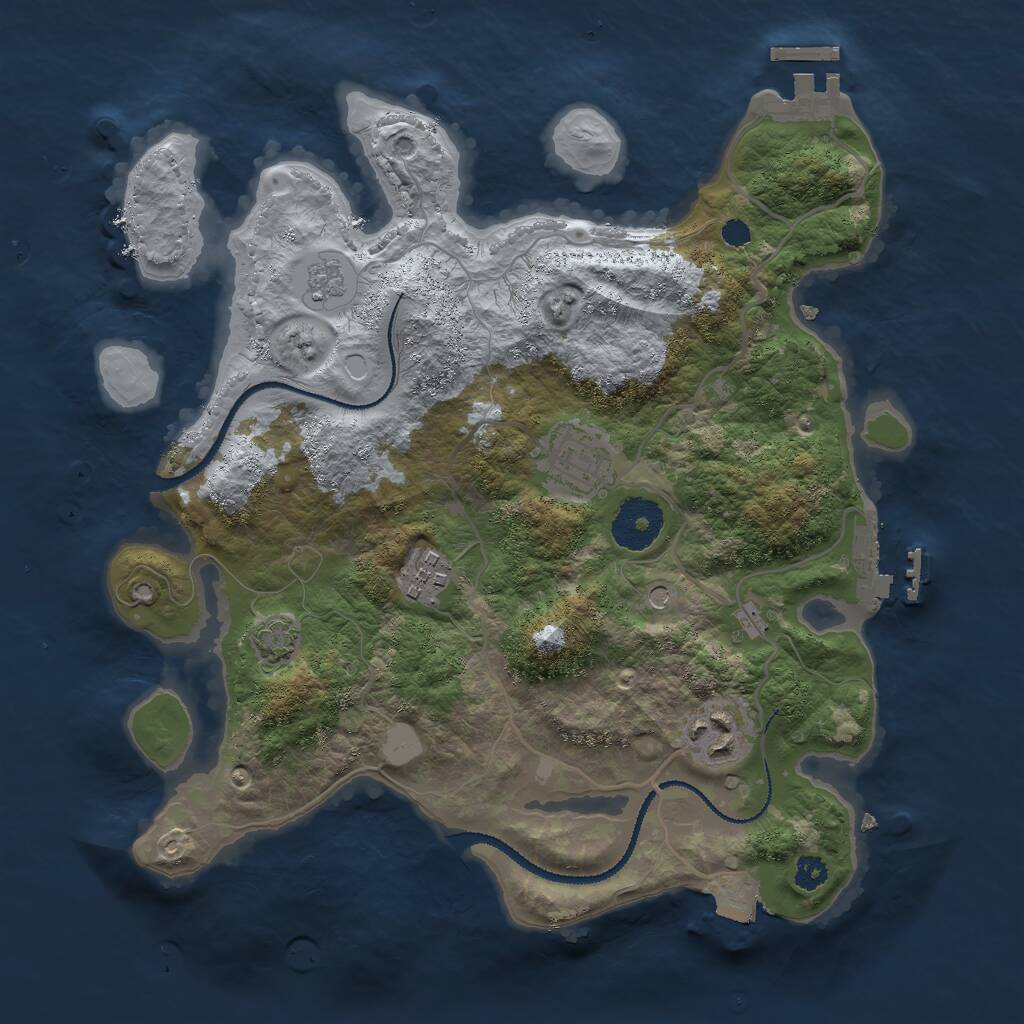 Rust Map: Procedural Map, Size: 3000, Seed: 1072221872, 9 Monuments