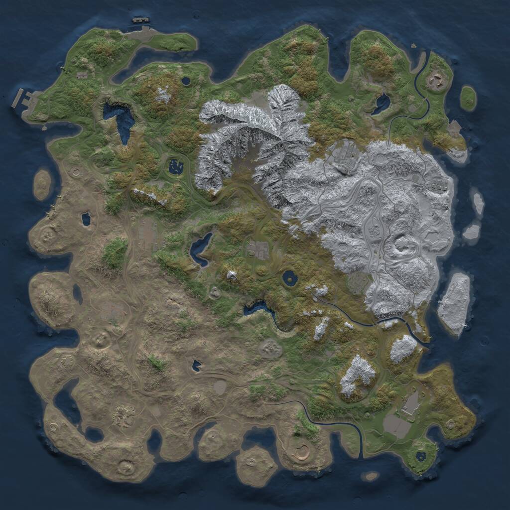 Rust Map: Procedural Map, Size: 5000, Seed: 262346401, 17 Monuments