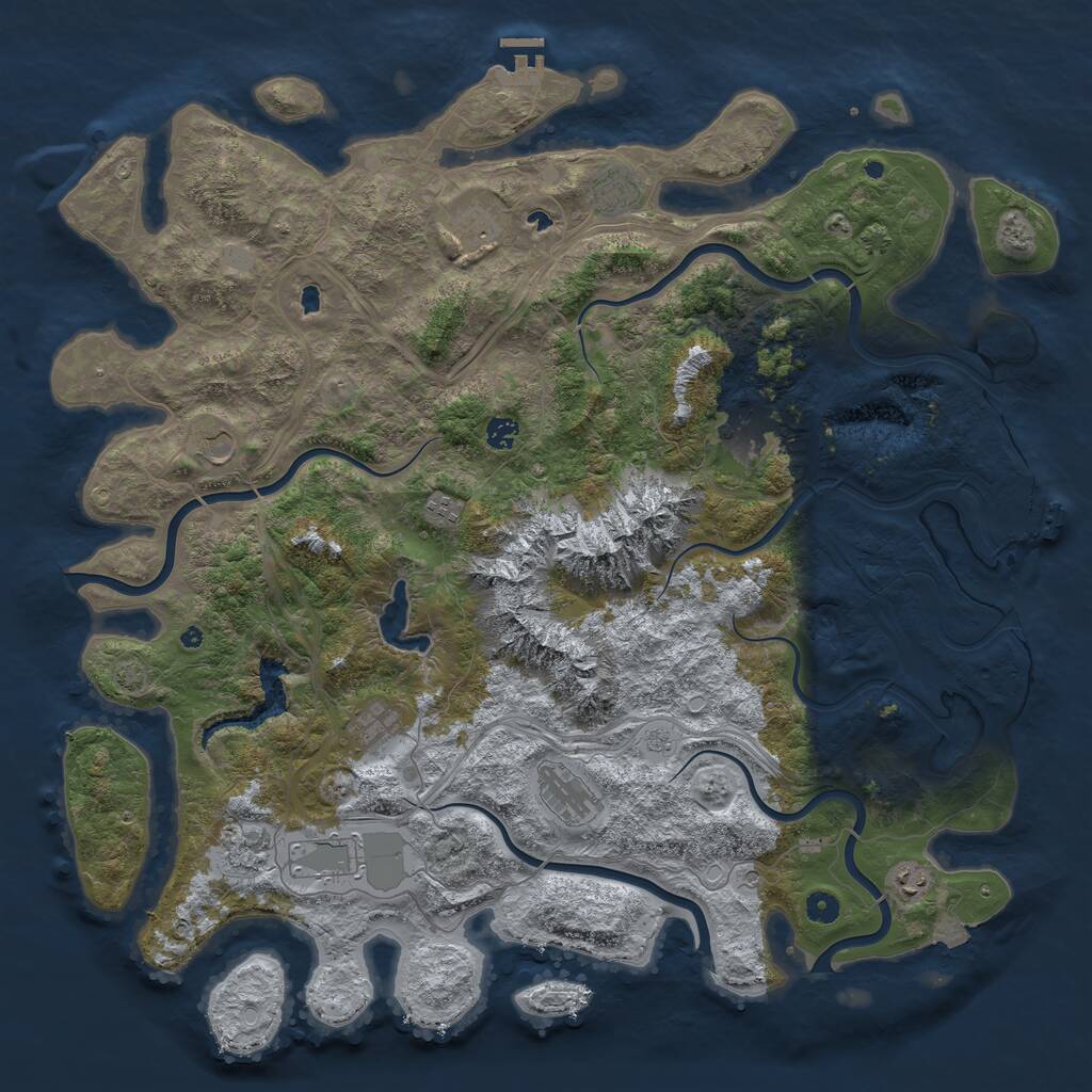 Rust Map: Procedural Map, Size: 5000, Seed: 480597, 17 Monuments