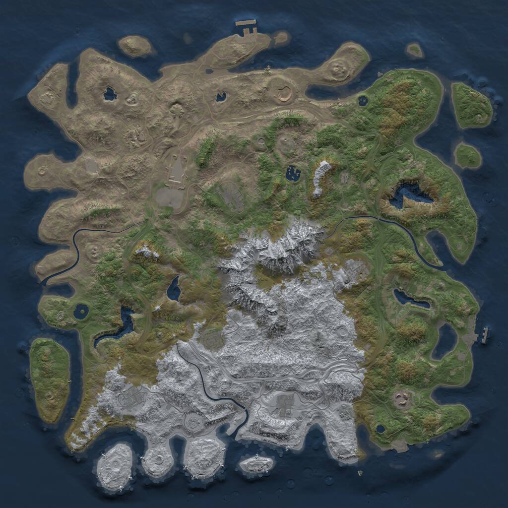 Rust Map: Procedural Map, Size: 5000, Seed: 480597, 17 Monuments