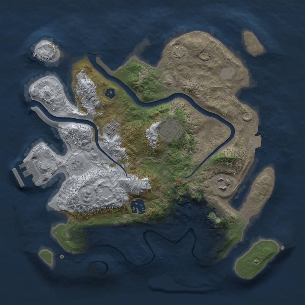 Rust Map: Procedural Map, Size: 3000, Seed: 31573, 9 Monuments