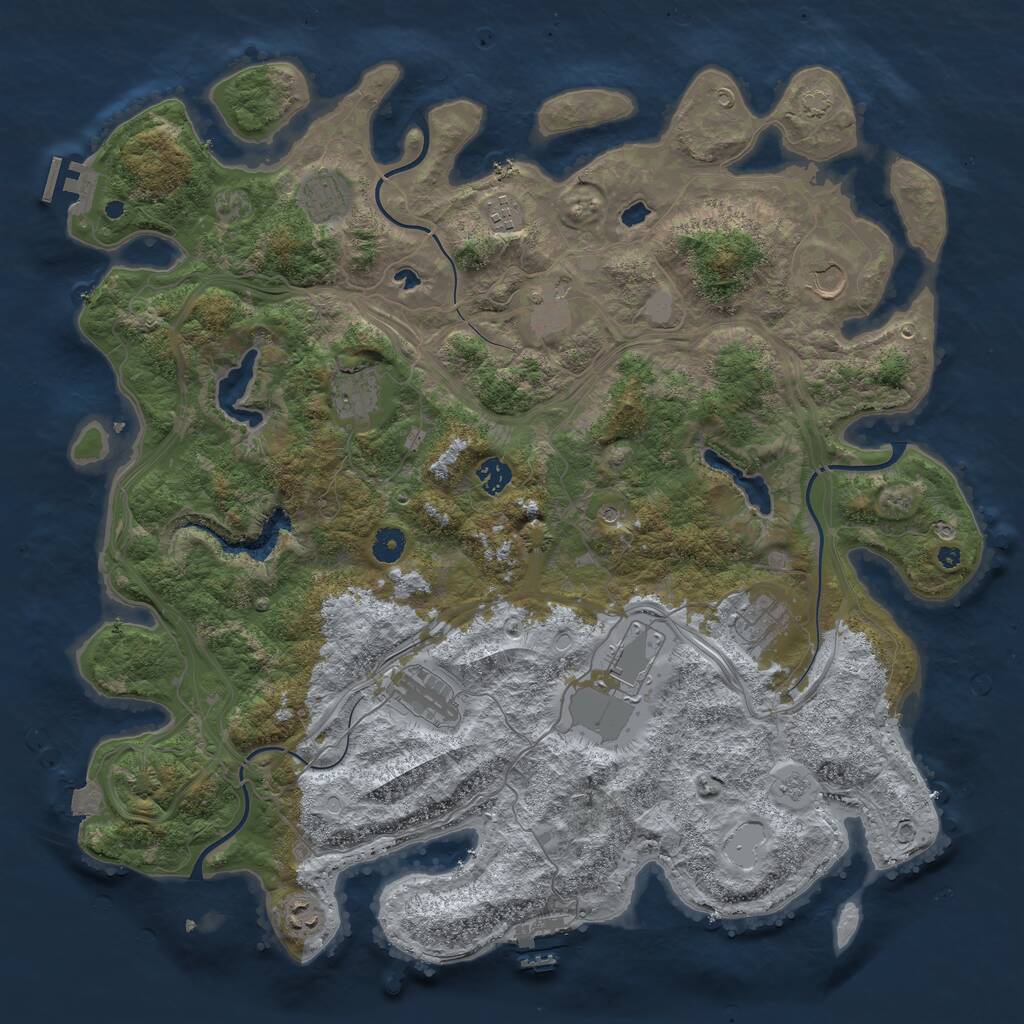 Rust Map: Procedural Map, Size: 4500, Seed: 43216, 16 Monuments