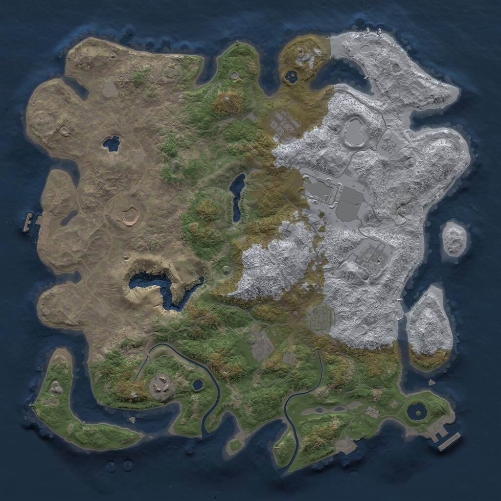 Rust Map: Procedural Map, Size: 4000, Seed: 1684189671, 13 Monuments