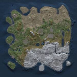 Thumbnail Rust Map: Procedural Map, Size: 3500, Seed: 1727469053, 14 Monuments