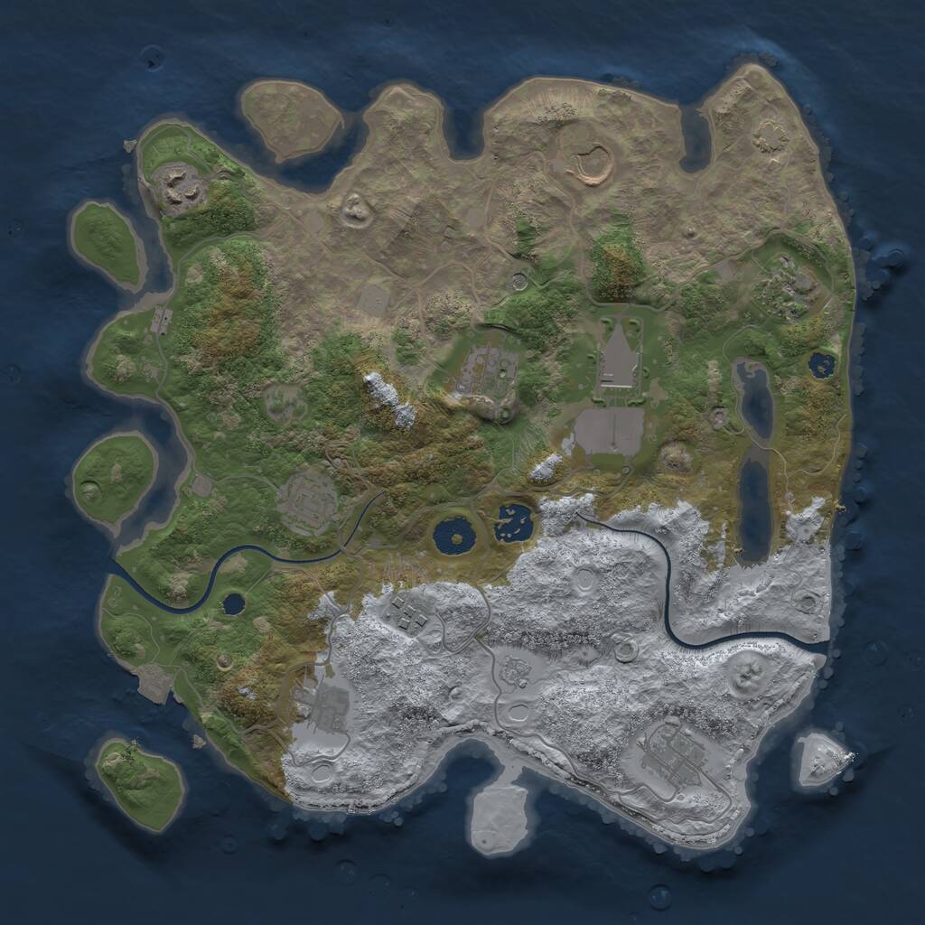 Rust Map: Procedural Map, Size: 3500, Seed: 1727469053, 14 Monuments