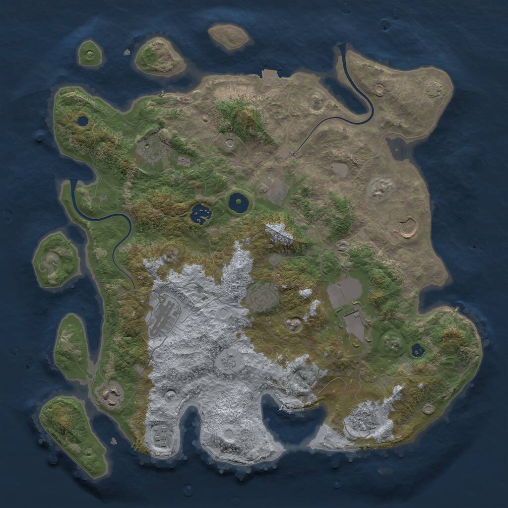 Rust Map: Procedural Map, Size: 3850, Seed: 35025188, 14 Monuments