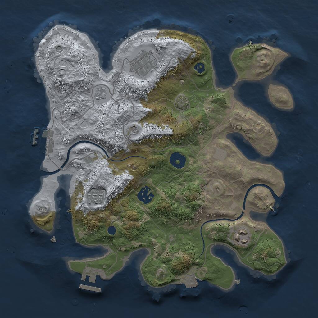 Rust Map: Procedural Map, Size: 3000, Seed: 1691102483, 10 Monuments