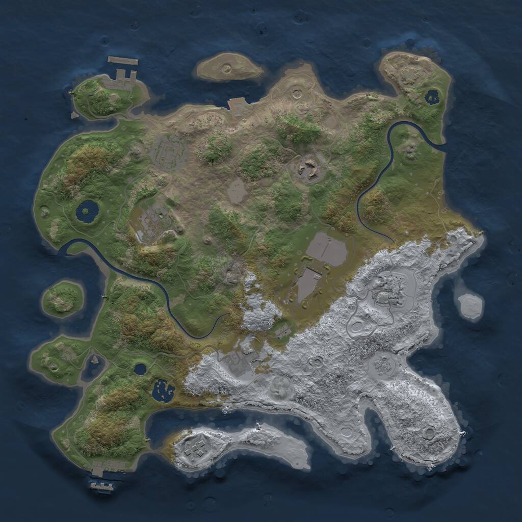 Rust Map: Procedural Map, Size: 3500, Seed: 1570313421, 14 Monuments