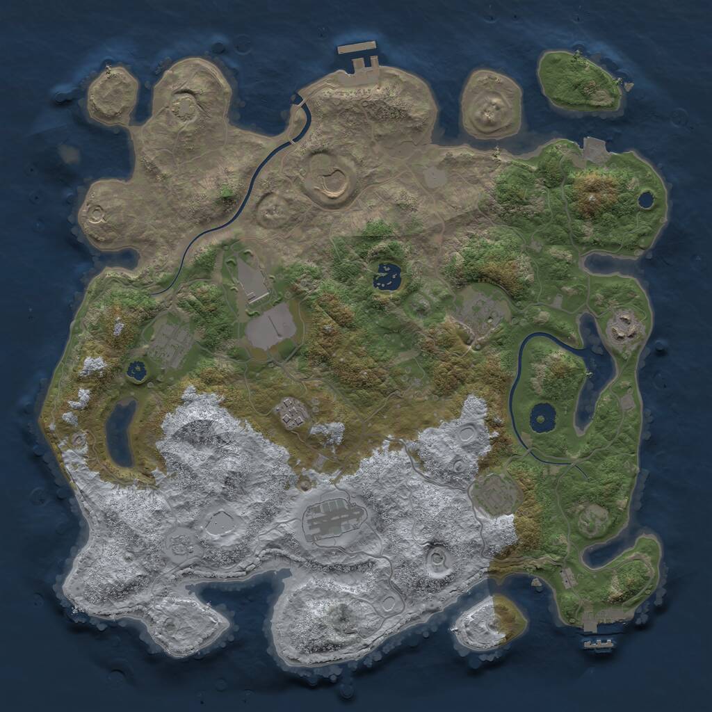 Rust Map: Procedural Map, Size: 3750, Seed: 55234745, 15 Monuments