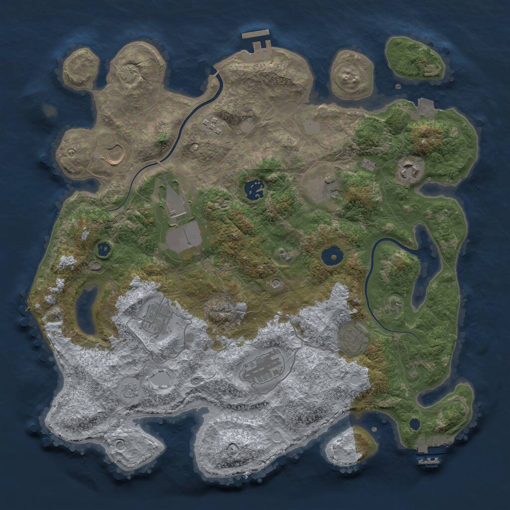 Rust Map: Procedural Map, Size: 3750, Seed: 55234745, 15 Monuments