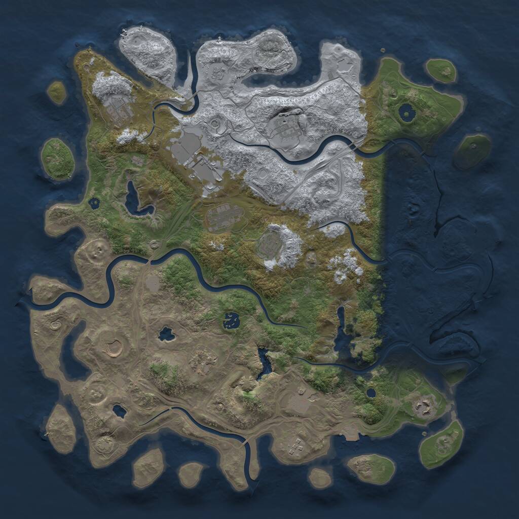 Rust Map: Procedural Map, Size: 4500, Seed: 314578243, 16 Monuments