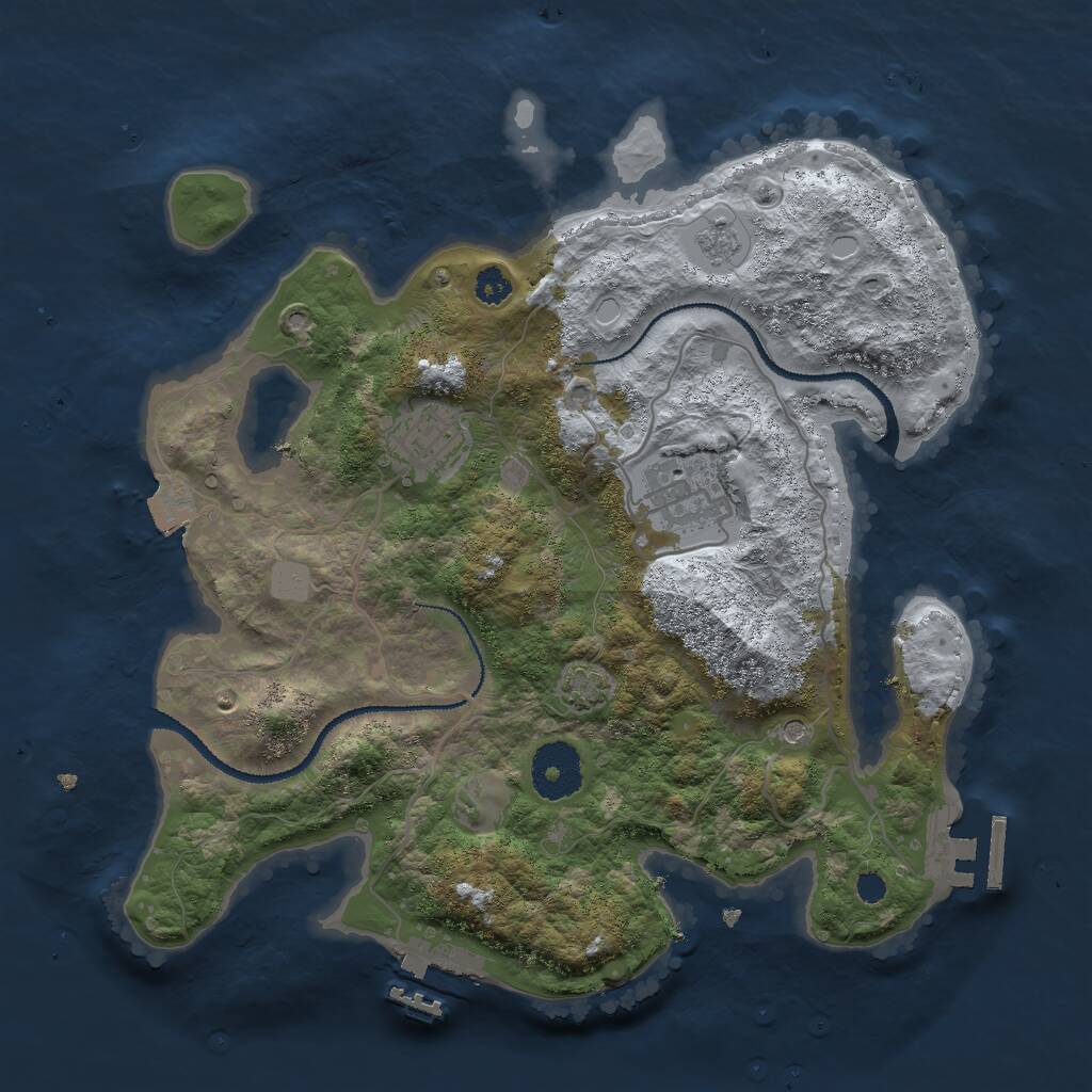 Rust Map: Procedural Map, Size: 3000, Seed: 11135, 8 Monuments