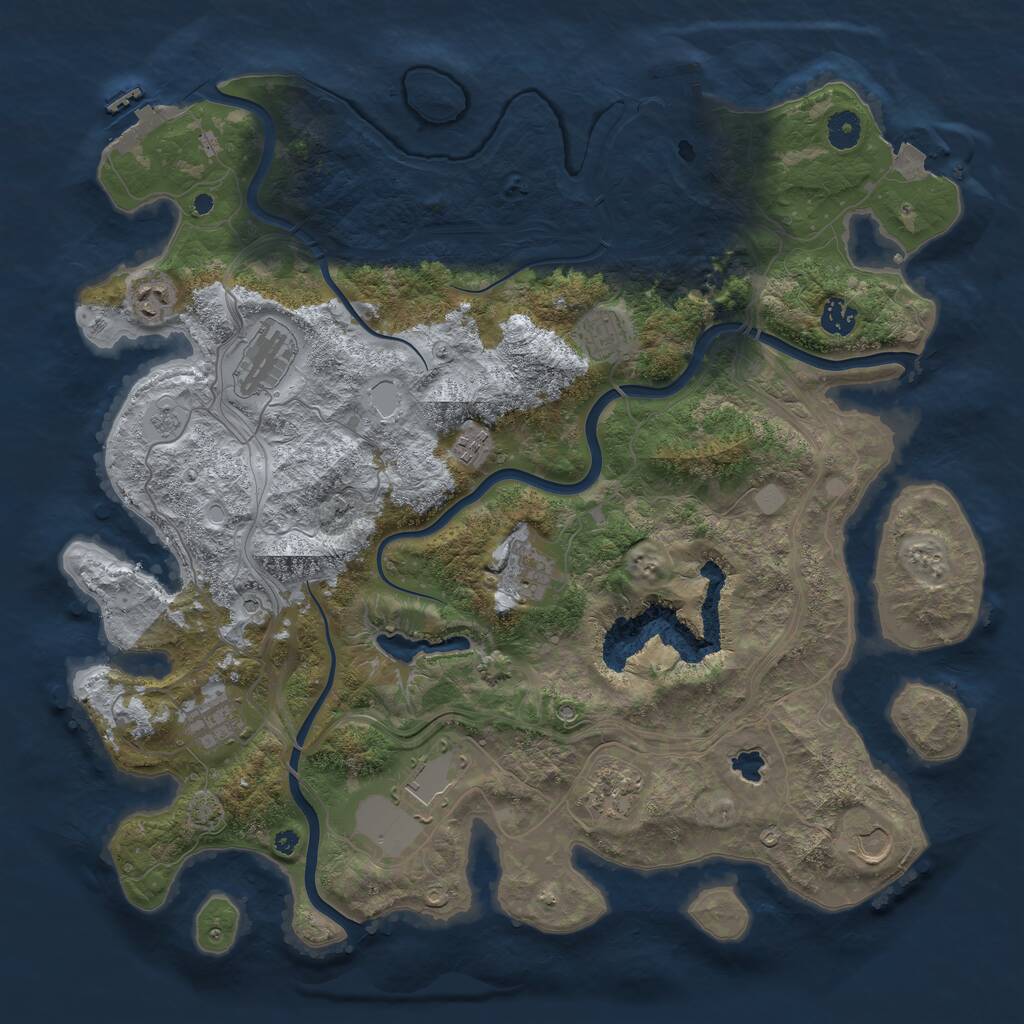 Rust Map: Procedural Map, Size: 4250, Seed: 1172829671, 16 Monuments