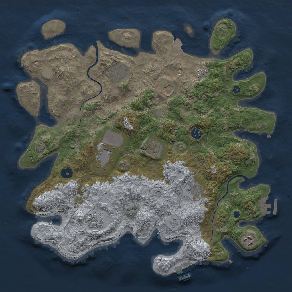 Rust Map: Procedural Map, Size: 3850, Seed: 1767998750, 15 Monuments