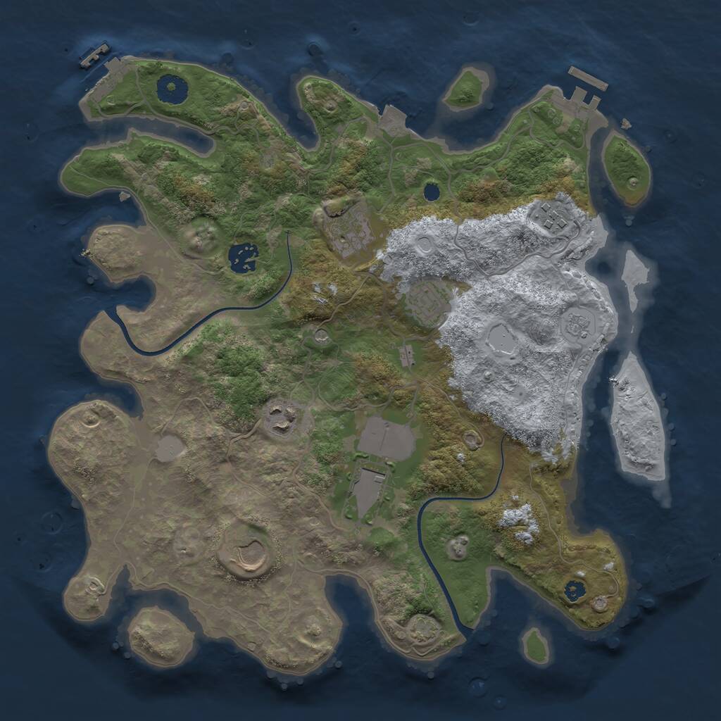 Rust Map: Procedural Map, Size: 3500, Seed: 716851768, 13 Monuments