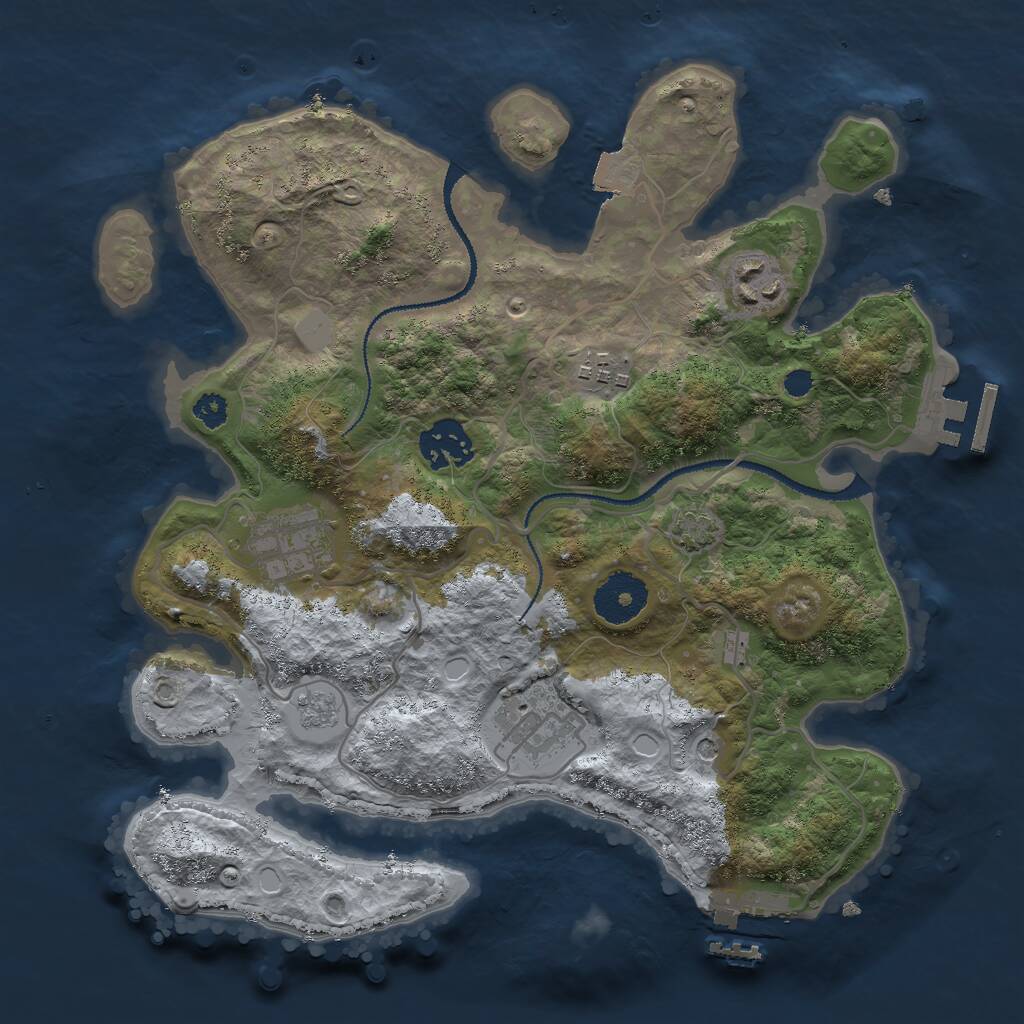 Rust Map: Procedural Map, Size: 3000, Seed: 38633, 11 Monuments