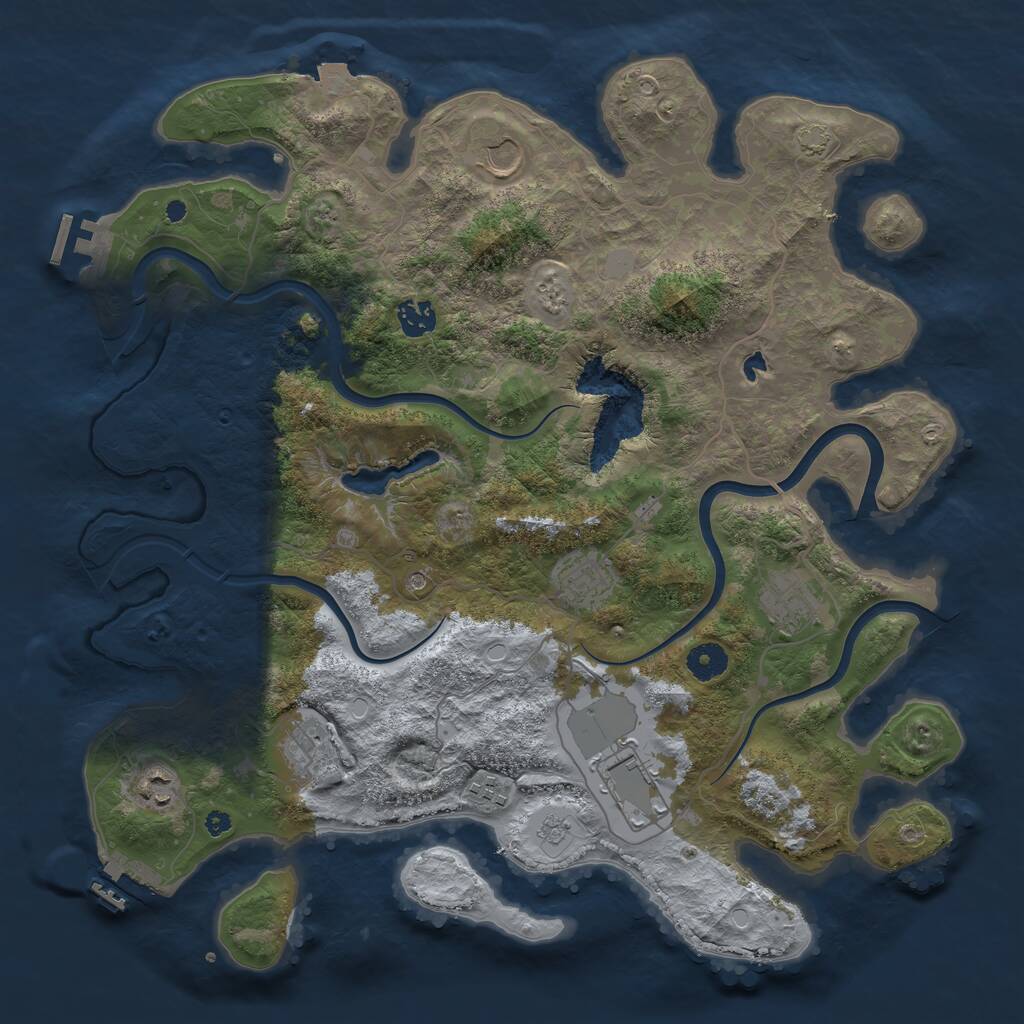 Rust Map: Procedural Map, Size: 4000, Seed: 1029095485, 14 Monuments