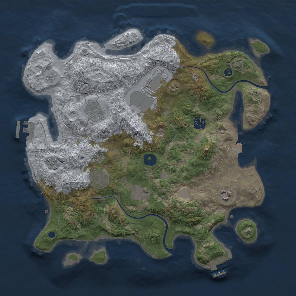 Rust Map: Procedural Map, Size: 3500, Seed: 3688733, 13 Monuments