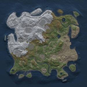 Thumbnail Rust Map: Procedural Map, Size: 3500, Seed: 3688733, 14 Monuments