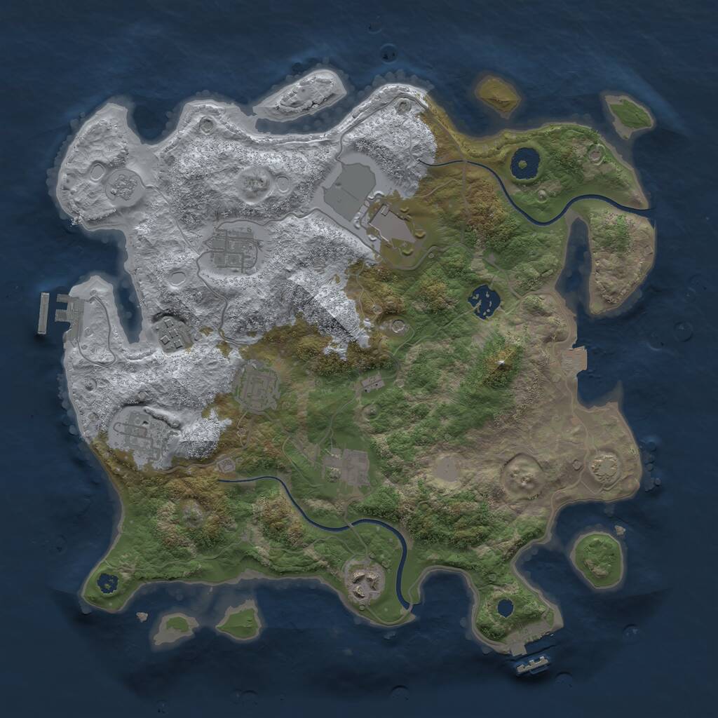 Rust Map: Procedural Map, Size: 3500, Seed: 3688733, 14 Monuments