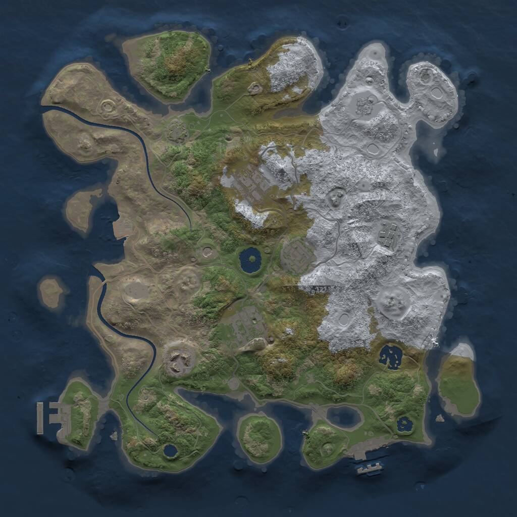 Rust Map: Procedural Map, Size: 3250, Seed: 416111950, 12 Monuments