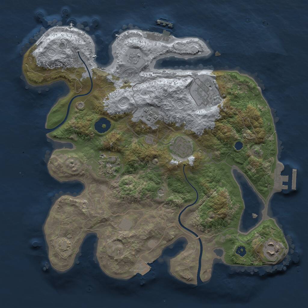 Rust Map: Procedural Map, Size: 3000, Seed: 1275762310, 11 Monuments