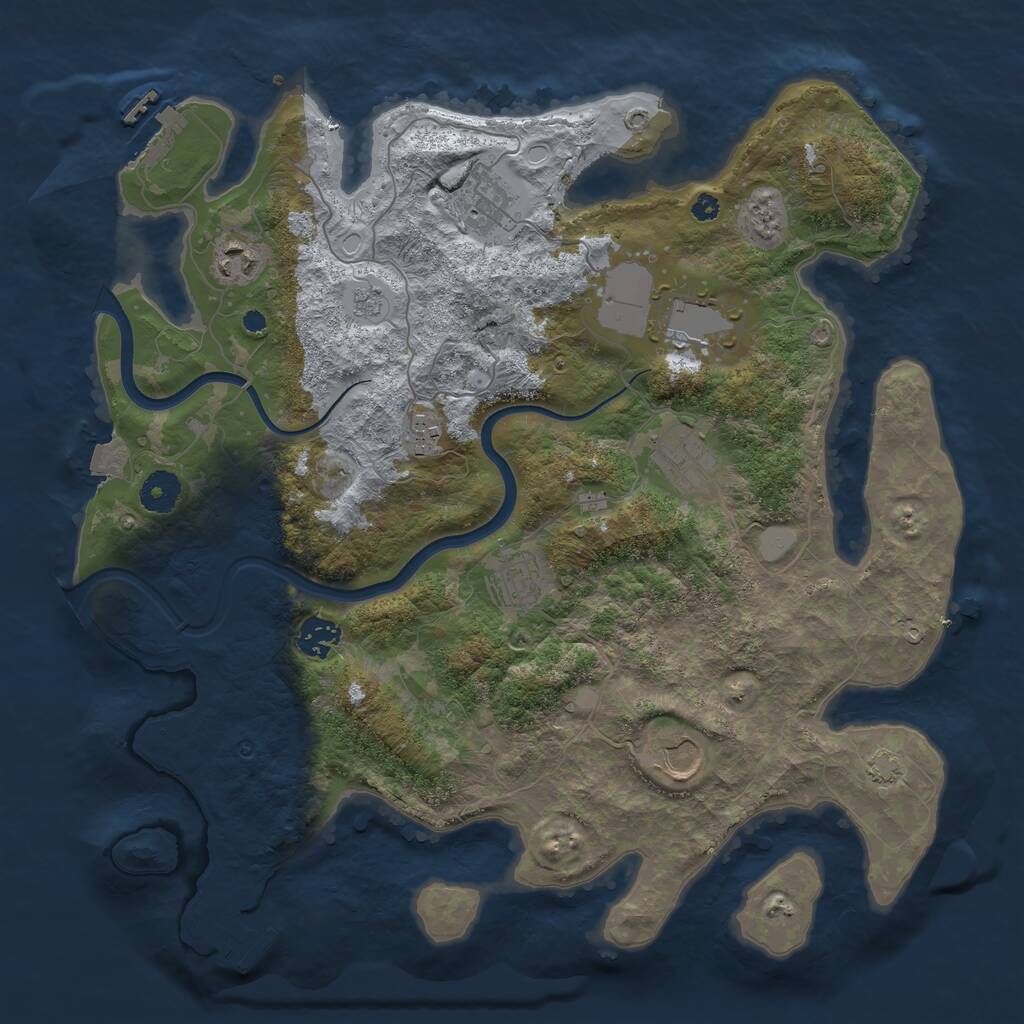 Rust Map: Procedural Map, Size: 3750, Seed: 46245133, 13 Monuments