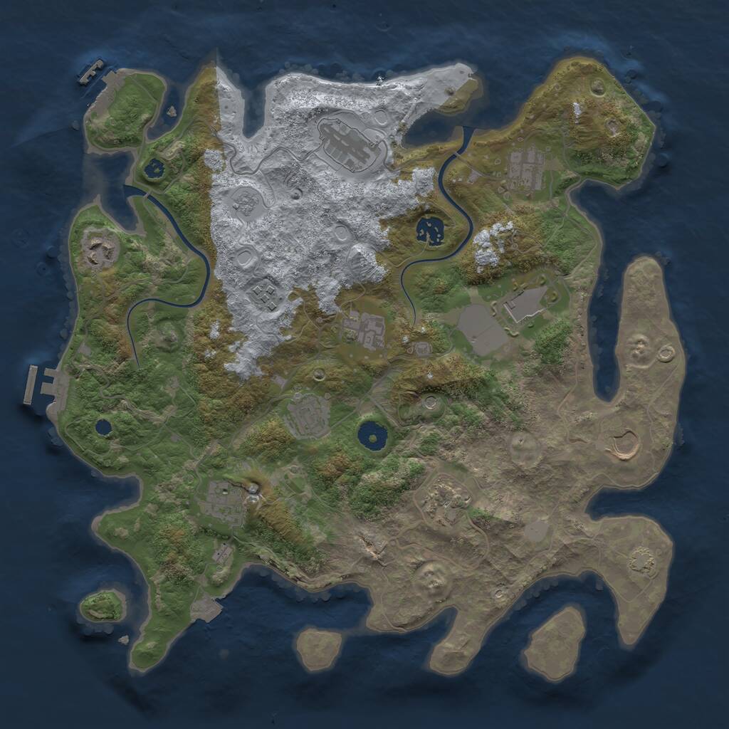 Rust Map: Procedural Map, Size: 3750, Seed: 46245133, 17 Monuments