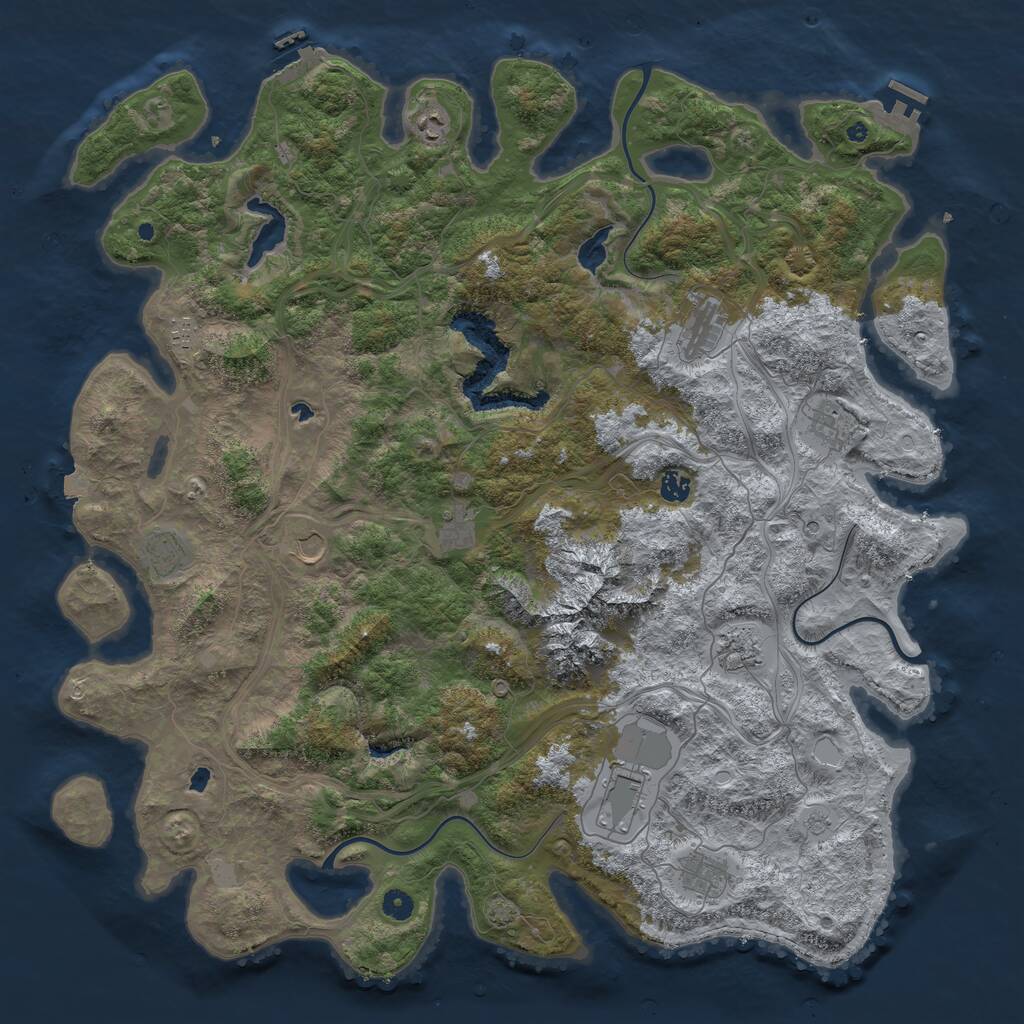 Rust Map: Procedural Map, Size: 5000, Seed: 433543358, 17 Monuments