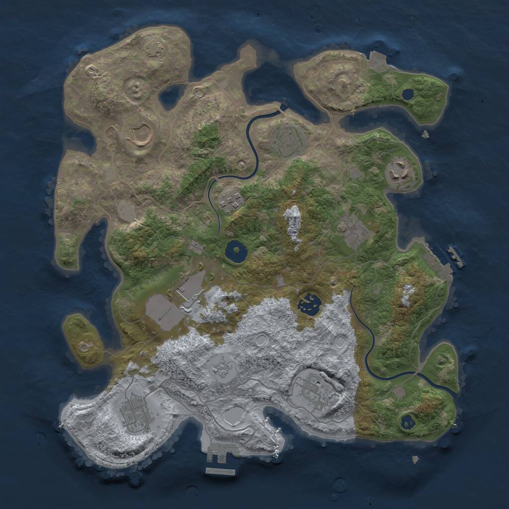 Rust Map: Procedural Map, Size: 3500, Seed: 1797924345, 14 Monuments