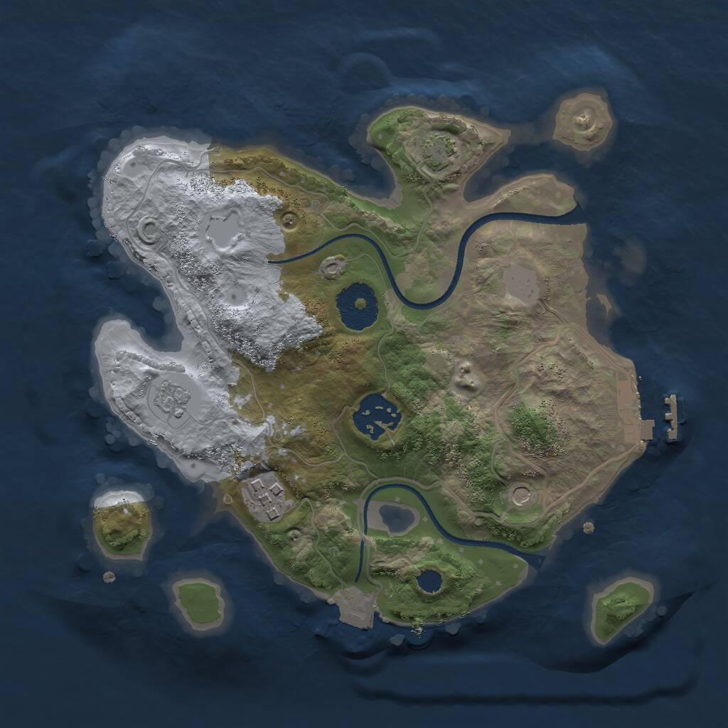 Rust Map: Procedural Map, Size: 2500, Seed: 65169, 7 Monuments