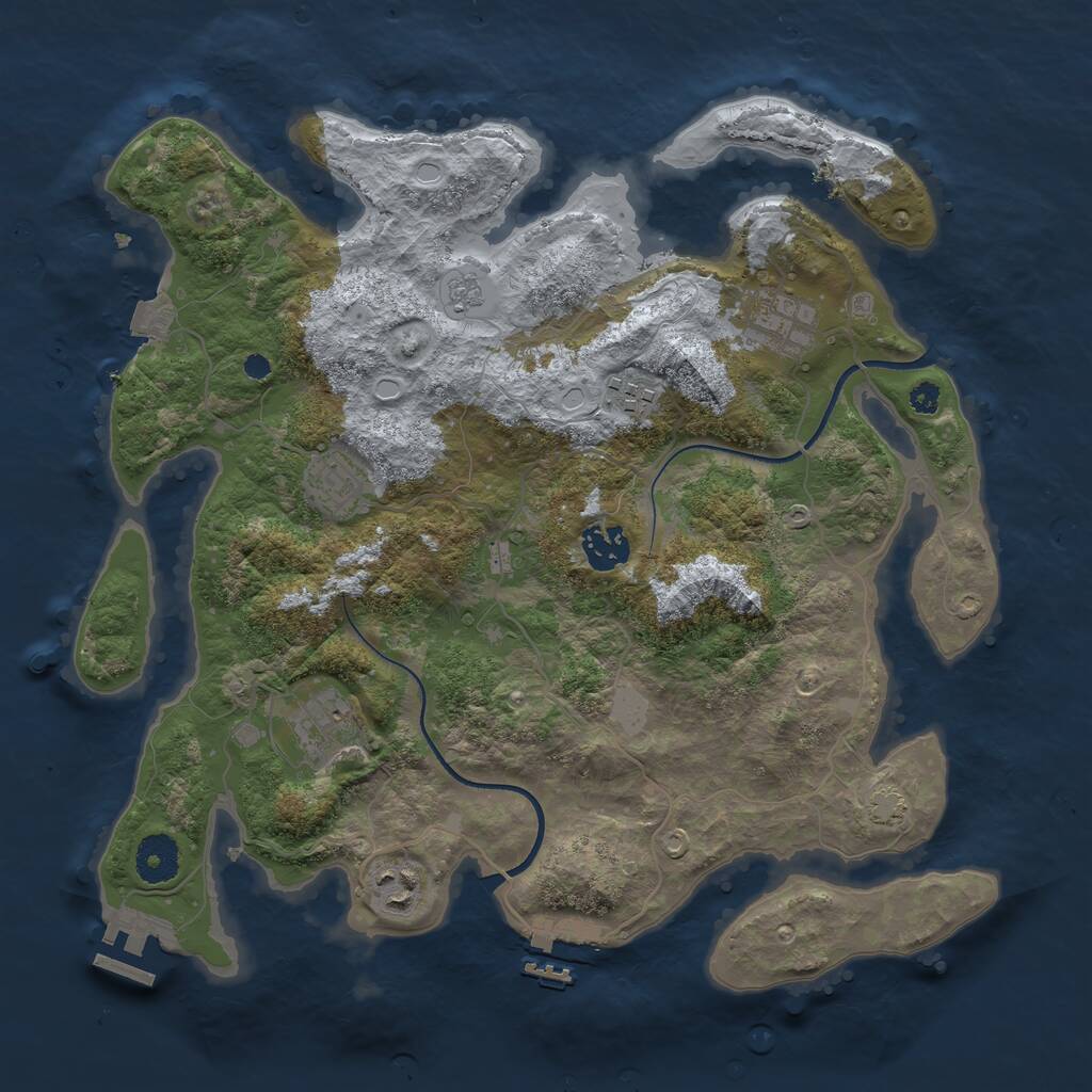 Rust Map: Procedural Map, Size: 3500, Seed: 601853472, 11 Monuments