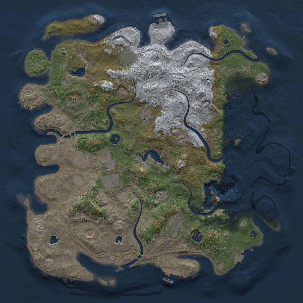 Rust Map: Procedural Map, Size: 4500, Seed: 276988076, 17 Monuments