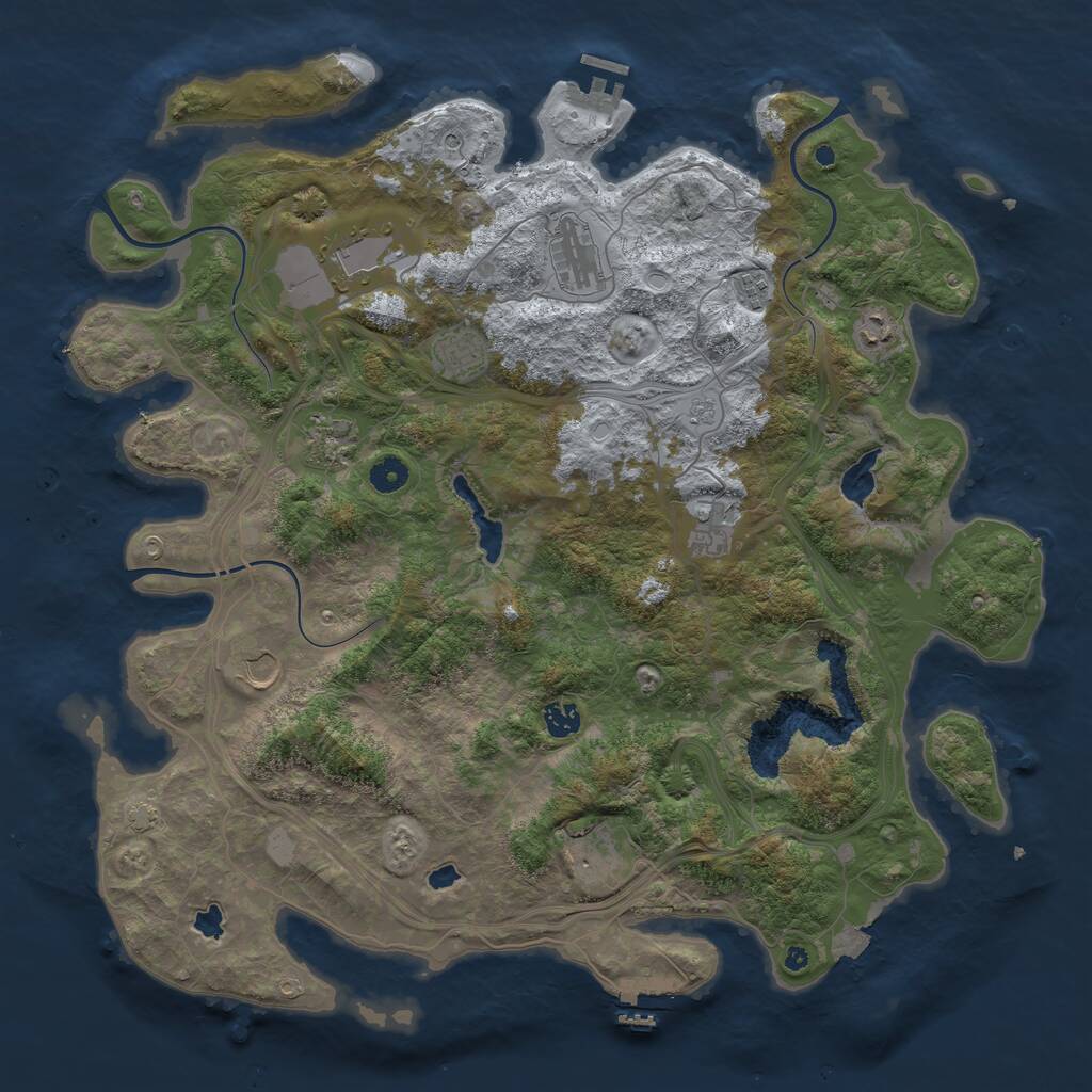 Rust Map: Procedural Map, Size: 4500, Seed: 276988076, 16 Monuments