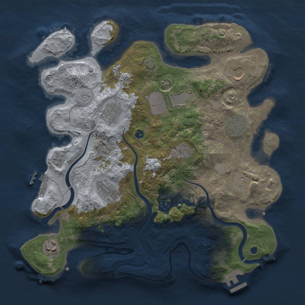 Rust Map: Procedural Map, Size: 3500, Seed: 245241272, 16 Monuments