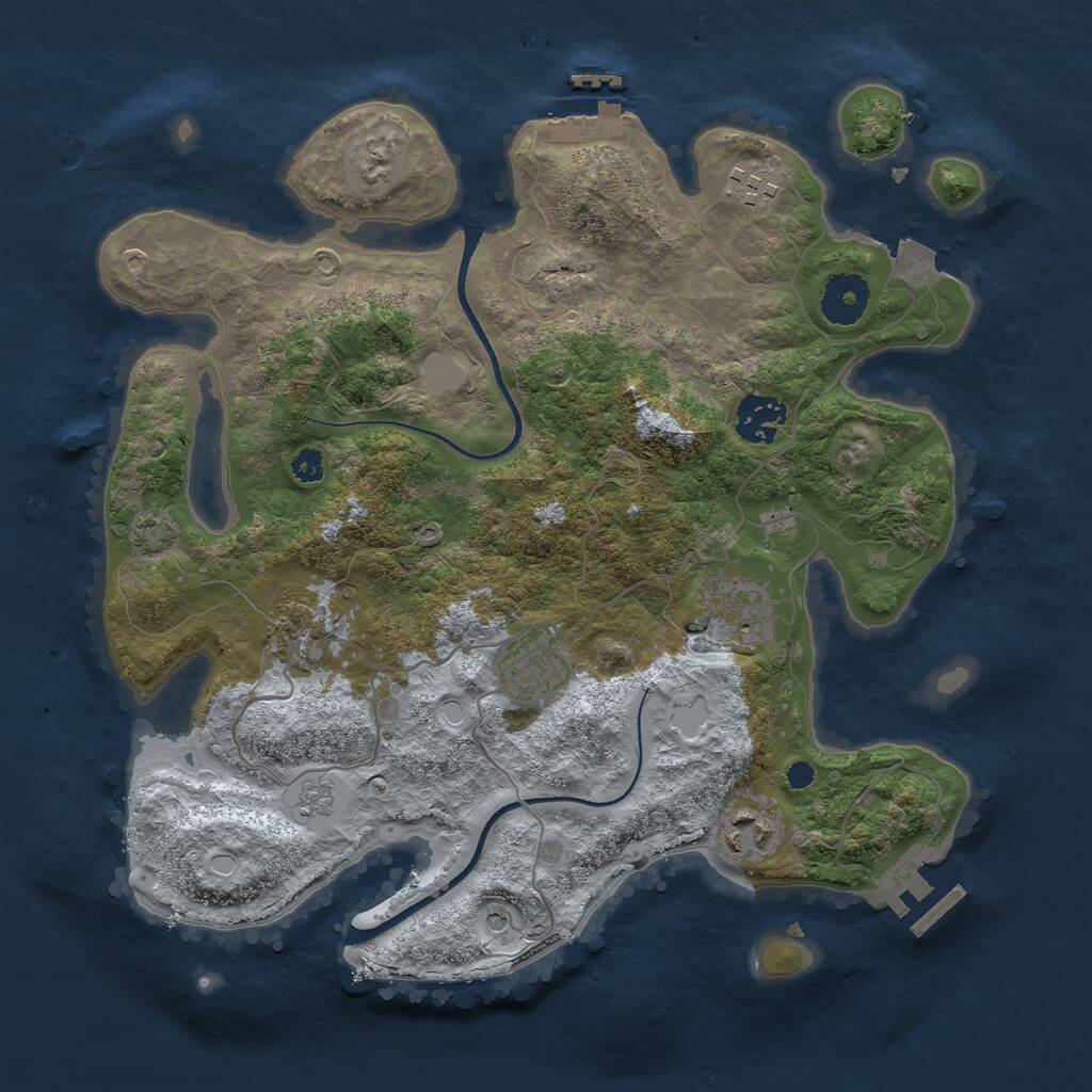 Rust Map: Procedural Map, Size: 3300, Seed: 861403963, 12 Monuments