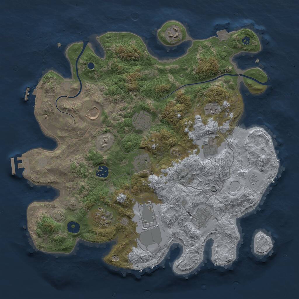 Rust Map: Procedural Map, Size: 3600, Seed: 1697532613, 15 Monuments