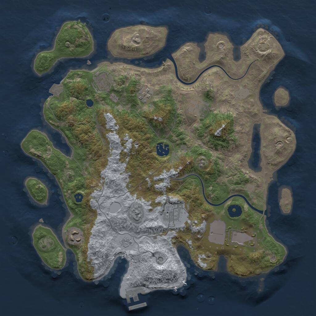 Rust Map: Procedural Map, Size: 3500, Seed: 573126145, 12 Monuments