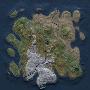 Thumbnail Rust Map: Procedural Map, Size: 3300, Seed: 573126145, 12 Monuments