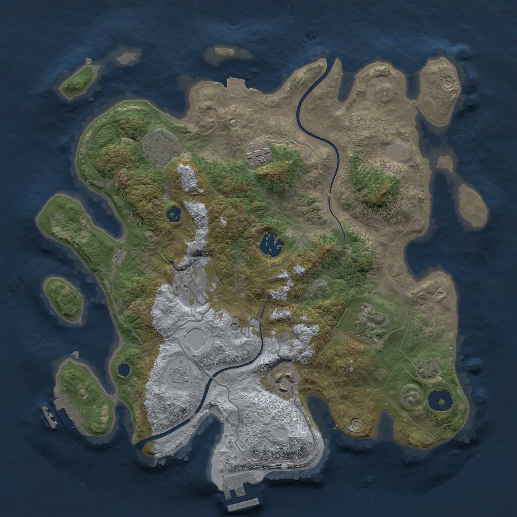 Rust Map: Procedural Map, Size: 3300, Seed: 573126145, 12 Monuments