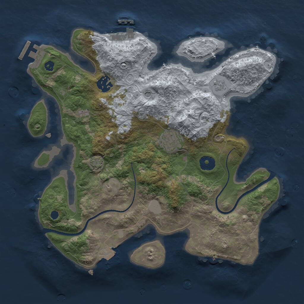 Rust Map: Procedural Map, Size: 3000, Seed: 1500909595, 8 Monuments