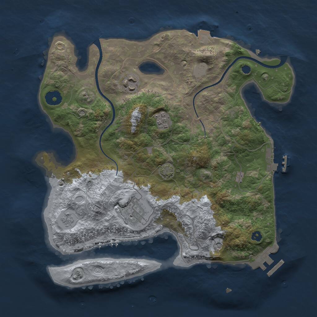 Rust Map: Procedural Map, Size: 3000, Seed: 35787, 9 Monuments