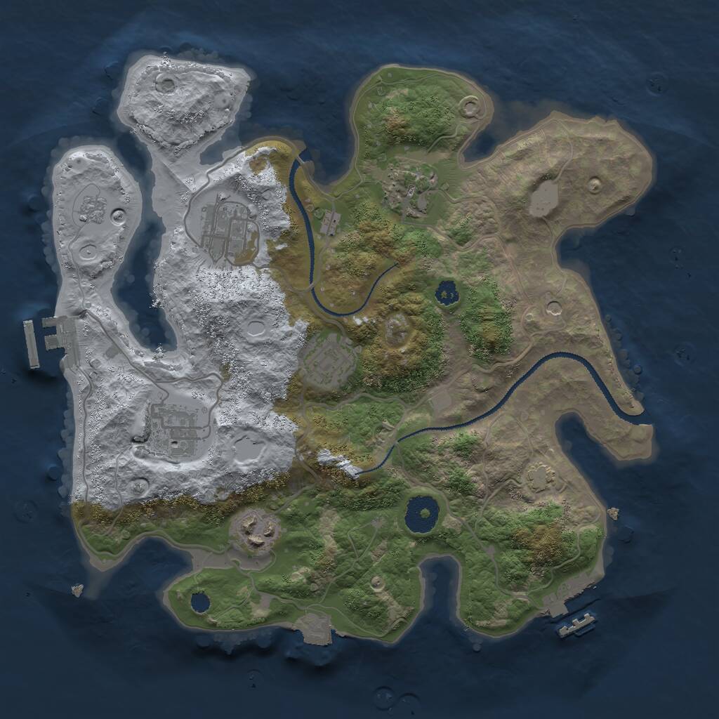 Rust Map: Procedural Map, Size: 3000, Seed: 455960347, 11 Monuments