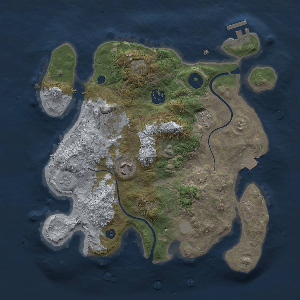 Rust Map: Procedural Map, Size: 3000, Seed: 1969, 8 Monuments