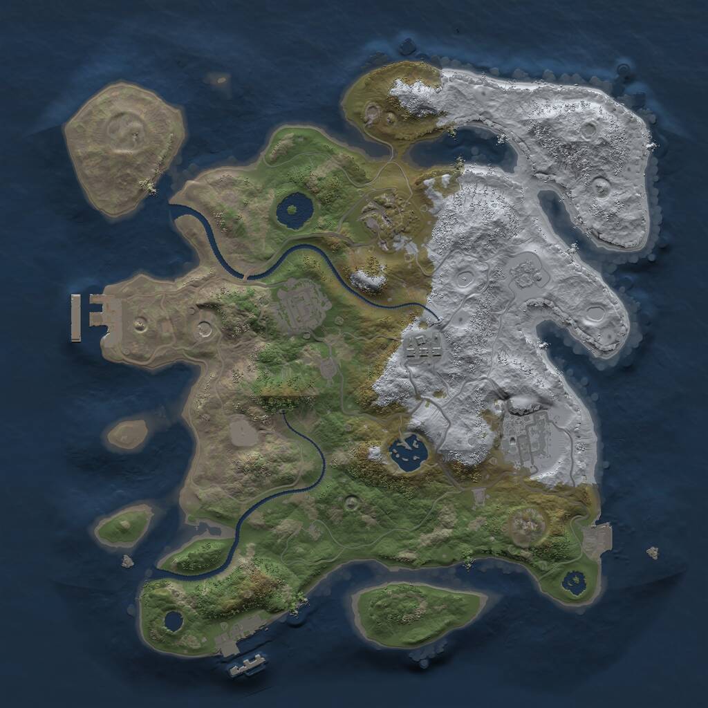 Rust Map: Procedural Map, Size: 3000, Seed: 931211, 10 Monuments