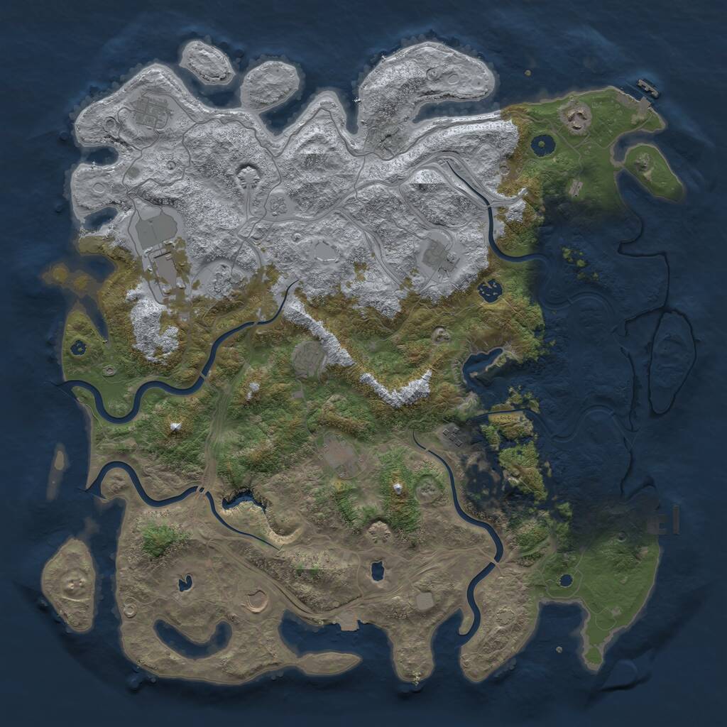 Rust Map: Procedural Map, Size: 4800, Seed: 101010, 17 Monuments
