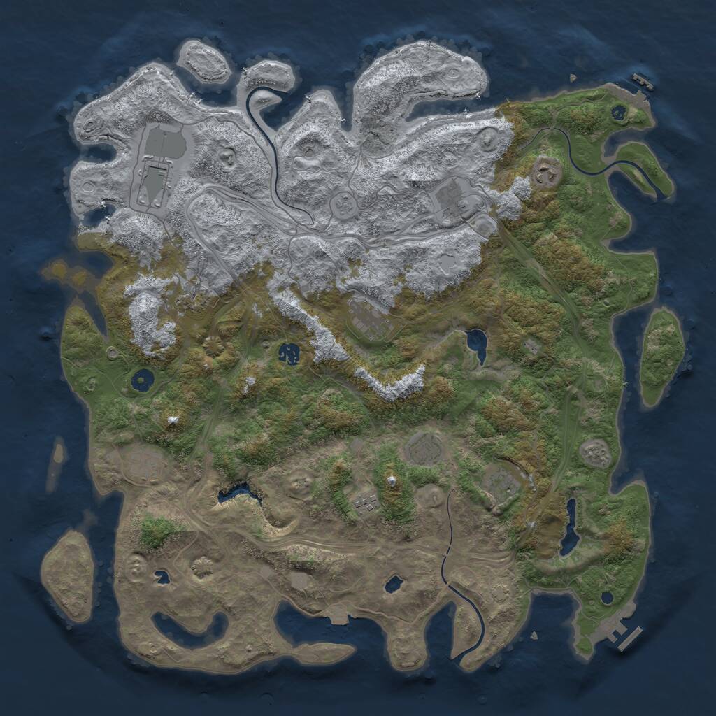 Rust Map: Procedural Map, Size: 4800, Seed: 101010, 16 Monuments